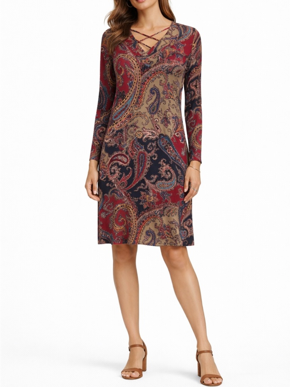 Sweet Pea Paisley Dress | Crisscross Neck | Soft Stretch | Boho Chic